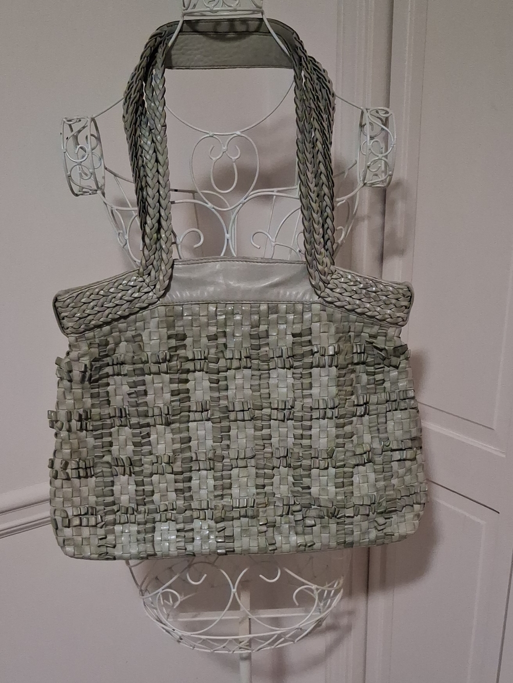 HOBO Woven Shoulder Tote in Sage Green